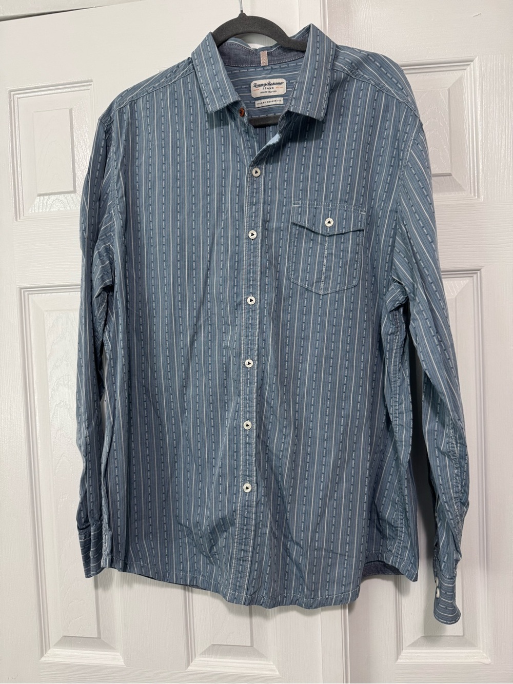 Tommy Bahama Island Modern‎ Fit Blue Striped Button-Down Shirt